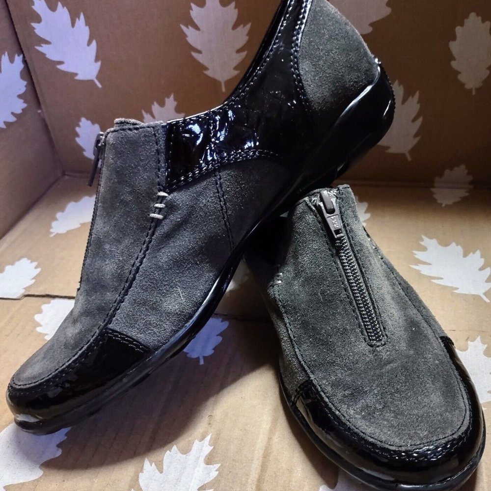 Marmi VANELI SPORT Alesya Black Suede and Croc Leather Zip Comfort Flat Shoe 9.5
